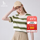 哈吉斯（HAZZYS）女裝 夏款女士寬松條紋圓領(lǐng)T恤衫女ASTSE0BBE58 卡其色KK L (165/88A 40)