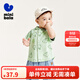 迷你巴拉男童短袖襯衫夏季新款寶寶親膚柔軟透氣戶(hù)外兒童上衣 綠色調00344 110