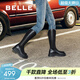 百麗（Belle）周雨彤白鹿同款顯瘦小V靴長(cháng)筒靴女冬商場(chǎng)款彈力靴A1V1DDG3 黑仙草-微光皮面（絨里） 36 (230mm)