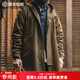 馬登工裝 美式復古磨毛連帽風(fēng)衣男春M51改良做舊全棉防風(fēng)字母印花外套 咖啡色 （寬松偏大） XL