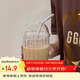 唯銘諾（WEIMINGNUO）簡(jiǎn)約條紋玻璃吸管杯ins風(fēng)可愛(ài)帶蓋果汁氣泡水杯耐熱咖啡杯啵啵杯