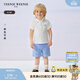 Teenie Weenie  Kids小熊童裝25年男寶寶撞色翻領(lǐng)短袖polo衫打底衫 米白色 100 cm