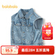巴拉巴拉童裝兒童馬甲男童春秋裝純棉牛仔外套字母印花上衣時(shí)尚潮 牛仔中藍88201 130