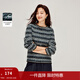 茵曼（INMAN）復古撞色條紋毛衣2026春季女裝新款寬松短款長(cháng)袖上衣 黑綠色 M