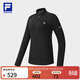 斐樂(lè ) 斐樂(lè )官方女子針織長(cháng)袖衫2025冬季新款健身運動(dòng)加絨半拉鏈長(cháng)T 深黑-BK XL 175/92A/XL