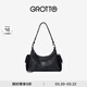 GROTTO個(gè)樂(lè )新款吐司hobo包植鞣羊皮腋下單肩斜挎軟包通勤禮物 經(jīng)典黑/亮銀 S