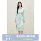 獨束大碼女裝通勤氣質(zhì)金屬腰袢連衣裙2025春季新品胖mm時(shí)尚長(cháng)裙 海沫綠 M (尺碼：1)
