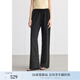 EIN言松弛感彎刀型闊腿抽繩松緊腰休閑文藝長(cháng)褲子女2025夏新款 石墨黑 L