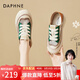 達芙妮（DAPHNE）休閑鞋女夏季2026新款透氣原宿風(fēng)旅游學(xué)生女生平底板鞋 綠色 35 標準嗎