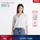 Tommy Hilfiger秋冬女裝純棉府綢商務(wù)休閑通勤亞洲版寬松長(cháng)袖襯衣襯衫外套 白色YCF S 34