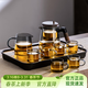 憶壺茶（YIHUTEA） 高檔整套茶具玻璃家用功夫茶具套裝含茶盤(pán)飄逸壺泡茶壺茶水分離 900ML飄逸壺+6杯+公杯+茶盤(pán)