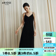 艾諾絲雅詩(shī)【商場(chǎng)同款】春秋季新品百搭優(yōu)雅吊帶中長(cháng)款絲絨連衣裙40829061 黑色 S