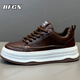 BFGN品牌牛皮男鞋2026春季新款增高休閑鞋男士板鞋百搭透氣運動(dòng)鞋子男 棕色【皮面】-高端男鞋 43 皮鞋碼