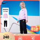 NIKE 耐克童裝女童衛衣+長(cháng)褲2件套秋季260克毛圈滿(mǎn)印舒適兒童上衣 正黑色 130 /64 【建議身高116-122cm】