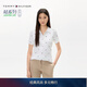 Tommy Hilfiger春夏女裝珠地網(wǎng)眼優(yōu)雅通勤小繡標五?？鄯I(lǐng)短袖T恤POLO衫 米白色YCF S