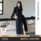 歌力思（ELLASSAY）2025秋冬新款綿羊毛細膩亮片系帶收腰長(cháng)款毛呢大衣女EWU364D00300 經(jīng)典黑 XS