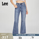 Lee25新品427標準高腰喇叭中藍色女牛仔褲休閑潮流