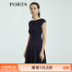 PORTS寶姿商場(chǎng)同款新品女裝氣質(zhì)純色修身短袖連衣裙LL8N021RWE005 丈青 L (8)