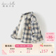 戴維貝拉兒童襯衫男童秋冬格子襯衣中大童加絨外套上衣