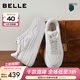 百麗（Belle）沈月同款步步糕厚底小白鞋女26新款商場(chǎng)增高休閑板鞋E7J1DAM6預售 米白色-絨里（6CM跟高）【沈月同款】 38