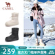 駱駝（CAMEL）冬季新款中筒雪地靴厚底加絨加厚舒適棉鞋保暖靴女 L23W577074米色 35