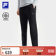 FILA 斐樂(lè )官方男士針織長(cháng)褲2025冬季新款健身運動(dòng)基礎加絨直筒褲 深黑-BK L 175/84A/L