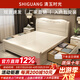 清玉時(shí)光實(shí)木床現代簡(jiǎn)約主臥1.8米白色 中式單雙人床1.5m橡木1.35婚床家具 床+2柜 1800*2000mm【箱框結構】