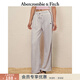 Abercrombie & Fitch【顯瘦百搭闊腿】小麋鹿圖案毛圈布運動(dòng)衛褲25秋冬女裝147-5117 銀灰色 S (165/72A) 尺碼偏大，建議小一碼