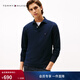 Tommy Hilfiger【純色修身】秋冬男裝商務(wù)休閑通勤小繡標翻領(lǐng)長(cháng)袖T恤POLO衫 藏青色DW5 2XL