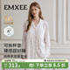 嫚熙（EMXEE）夏季純棉女士睡衣女款可拆卸胸墊柔軟長(cháng)袖家居服套裝 【可拆卸胸墊款】粉霧花鏡 M