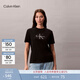 Calvin KleinJeans夏季女士ck字母印花純棉針織圓領(lǐng)短袖T恤 UB1-太空黑 M