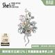 She's茜子植物物語(yǔ)凝露璀璨工藝水晶露珠胸針高檔胸花別針生日禮物女 藍綠色D0