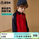 ASK JUNIOR童裝兒童T恤男童春裝POLO衫打底衫中大童學(xué)院風(fēng)長(cháng)袖上衣紅基色130