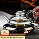 高茗輕奢財鼠壺下午茶北歐風(fēng)創(chuàng  )意蒸煮茶具套裝耐熱玻璃花茶煮茶壺 富庶壺+詩(shī)園爐 550ml