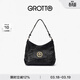 GROTTO個(gè)樂(lè )經(jīng)典黑石hobo包大小號植鞣綿羊皮腋下單肩斜挎軟包通勤禮物 經(jīng)典黑 金標S