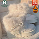 啄木鳥(niǎo)厚底加絨加厚雪地靴女款2025新款冬季可拆卸保暖毛毛勃肯棉鞋子 米白色 37 (235mm)