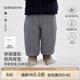 babylove寶寶夾棉長(cháng)褲冬季綿羊毛外出保暖束腳褲兒童百搭休閑褲子 煙灰 90