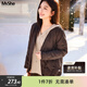 MsShe菱格輕薄羽絨服加大碼女裝秋冬裝胖mm高端短款外套女士200斤 拿鐵色現貨 3XL