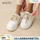 百思圖2026春季商場(chǎng)新款松糕厚底板鞋小白鞋運動(dòng)女休閑鞋D3851AM6 米/杏 33