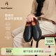 暇步士（Hush Puppies）秋季新款男士商務(wù)皮鞋舒適百搭休閑真皮皮鞋一腳蹬男鞋 曜石黑 41