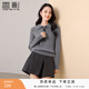 香影灰色絞花針織衫上衣女2025冬季新款配絲巾套頭miu系翻領(lǐng)毛衣 中灰 S 155/80A/85-95斤