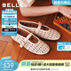 百麗（Belle）周雨彤同款無(wú)盡夏鏤空瑪麗珍女26夏新款商場(chǎng)羊皮單鞋BFF15BQ6預售 米白【周雨彤同款】 38