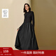 茵曼（INMAN）2025秋冬女裝新款復古半高領(lǐng)磨毛黑色連衣裙顯瘦長(cháng)袖長(cháng)裙子  午夜黑 XL
