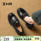 ZHR則則高跟鞋2026新款女鞋山茶花樂(lè )福鞋女英倫小皮鞋氣質(zhì)單鞋JF382黑37