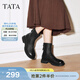 他她（TATA）靴子女加絨時(shí)裝靴法式切爾西靴厚底復古短靴CE701DZ5 黑色（絨里） 37