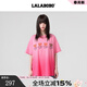 LALABOBO【商場(chǎng)同款】多巴胺粉短袖t恤女2025新款寬松純棉上衣潮RBEB-DT16 粉色 M