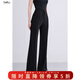 betu女裝秋季新款休閑微喇褲早八通勤必備喇叭褲女2508T72 黑色 L