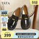 他她（TATA）偵探家厚底小皮鞋女黑色樂(lè )福鞋英倫風(fēng) 黑色（寬版） 37