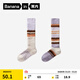 蕉內（Bananain）絨絨501C小腿地板襪女士加厚保暖7A抗菌防臭透氣家居長(cháng)筒秋冬2雙 條紋紫+條紋彩紫