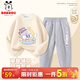 巴布豆女童加絨套裝秋冬款兒童可愛(ài)花邊甜美風(fēng)兩件套中大童加厚保暖童裝 米白 櫻桃翅膀月亮+灰 馬卡龍小麗X 150